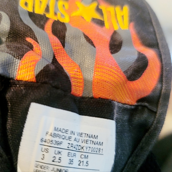 Converse All Star High Top Black with Fold Down Flames  640539F ZR4ZDKY700281 - Picture 4 of 4